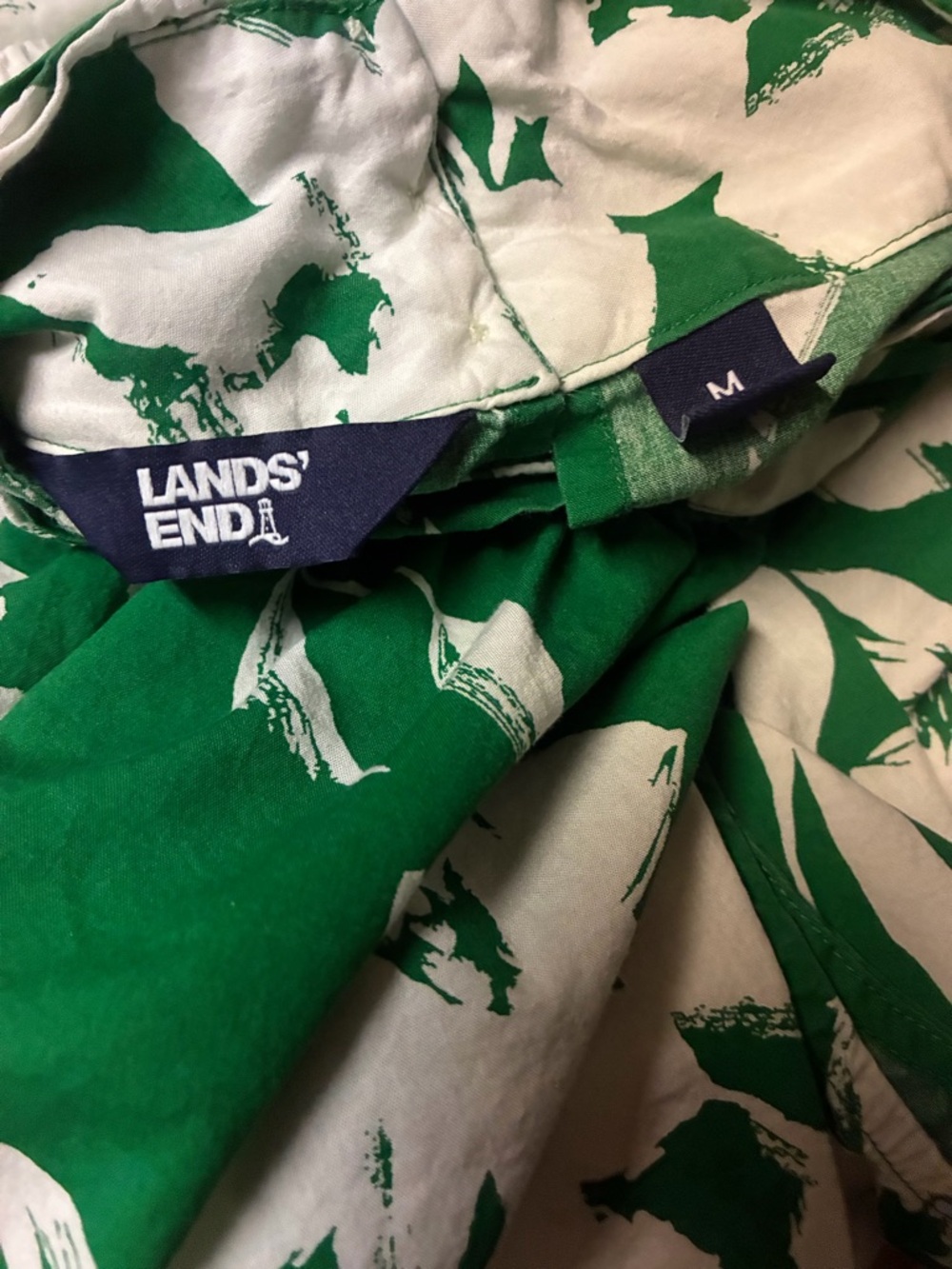 Lands' End Green and White Floral Mock Neck Sleeveless Top - Picture 4 of 6